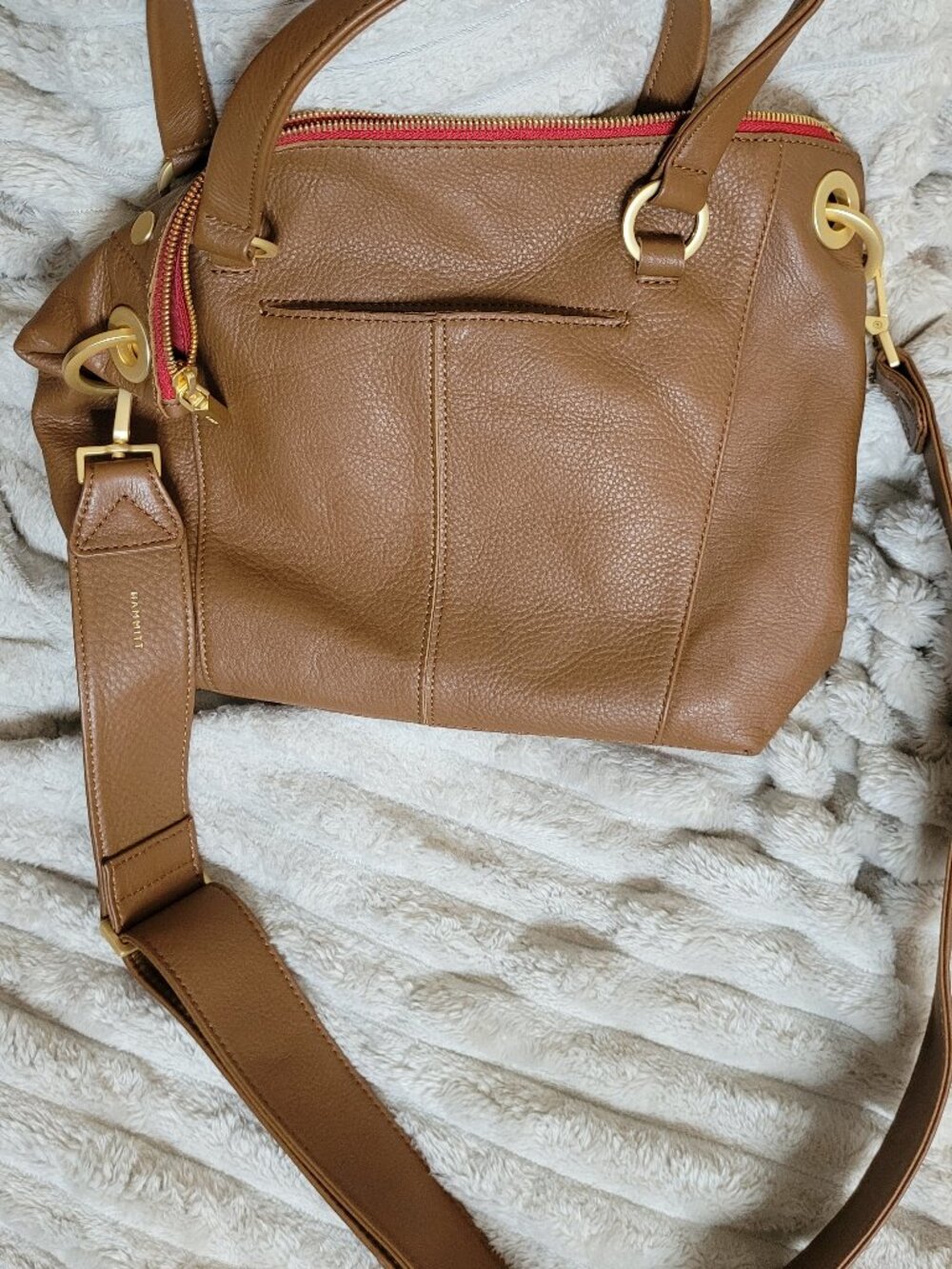 Hammitt Daniel Medium Leather Crossbody Satchel Bag in Mahogany Pebble - Picture 9 of 13